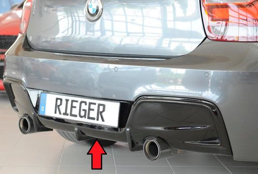 BMW 1er F20  (1K4) Rieger Heckeinsatz nur für M-Paket-Heckschürze, nur 135i für orig. Endrohr li. u. re., ABS, schwarz glänzend, für Fzg. mit M-Technik, 
inkl. Montagezubehör, Gutachten