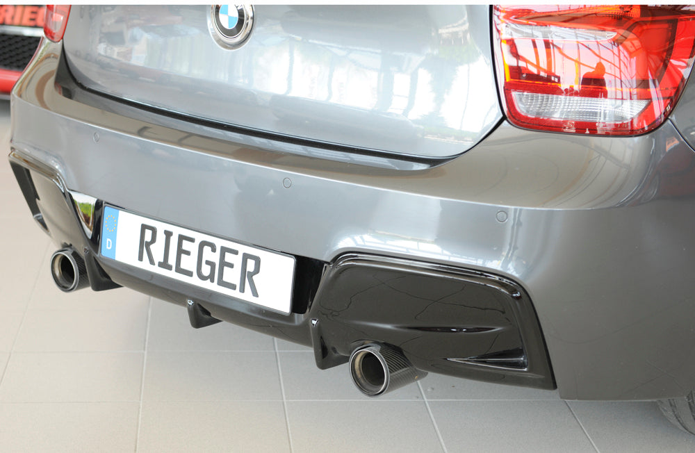 BMW 1er F20  (1K4) Rieger Heckeinsatz nur für M-Paket-Heckschürze, nur 135i für orig. Endrohr li. u. re., ABS, schwarz glänzend, für Fzg. mit M-Technik, 
inkl. Montagezubehör, Gutachten