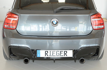 BMW 1er F20  (1K4) Rieger Heckeinsatz nur für M-Paket-Heckschürze, nur 135i für orig. Endrohr li. u. re., ABS, schwarz glänzend, für Fzg. mit M-Technik, 
inkl. Montagezubehör, Gutachten