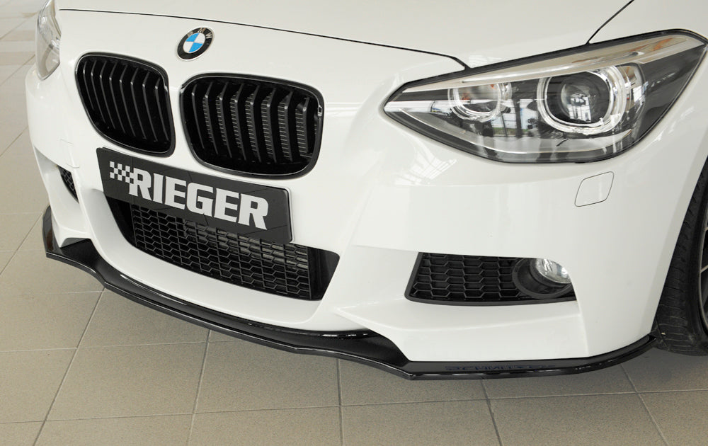 BMW 1er F20  (1K4) Rieger Spoilerschwert für orig. M-Paket-Frontschürze gerade Version, für orig. Frontschürze, ABS, schwarz glänzend, für Fzg. mit M-Technik, 
inkl. Montagezubehör, ABE