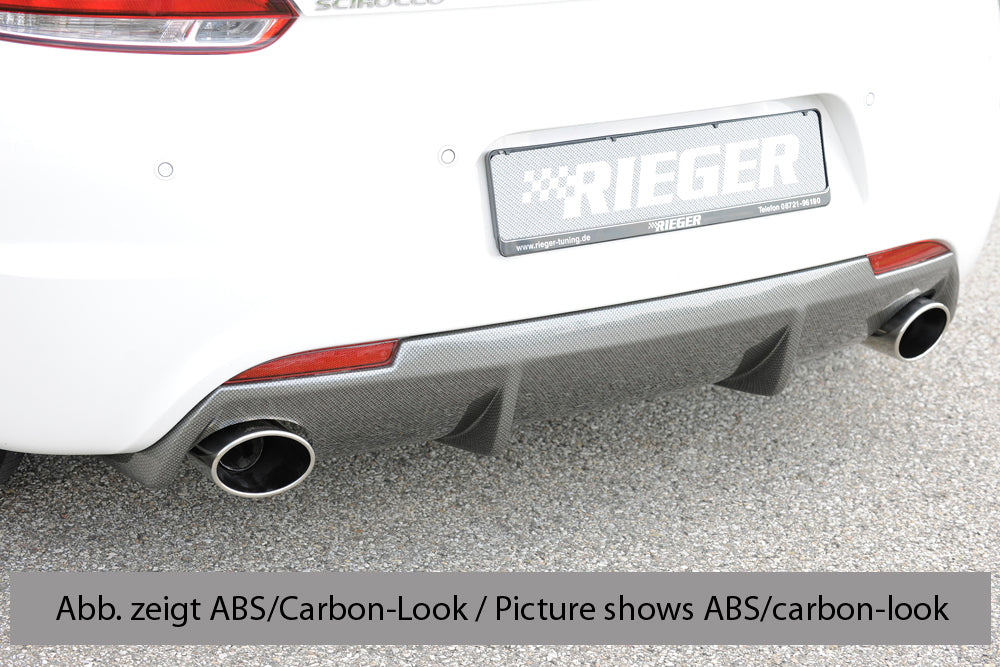 VW Scirocco 3 (13) Rieger Heckeinsatz für R-Line Heckschürze  für Sportendrohr li. u. re., (126x94mm oval), ABS, schwarz glänzend, für Fzg. mit R-Line Exterieur, 
inkl. Montagezubehör, Gutachten