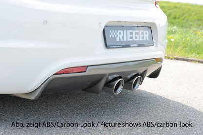 VW Scirocco 3 (13) Rieger Heckeinsatz für R-Line Heckschürze  für Doppelendrohr mittig, (2x100mm ø), ABS, schwarz glänzend, für Fzg. mit R-Line Exterieur, 
inkl. Gutachten, Montagezubehör