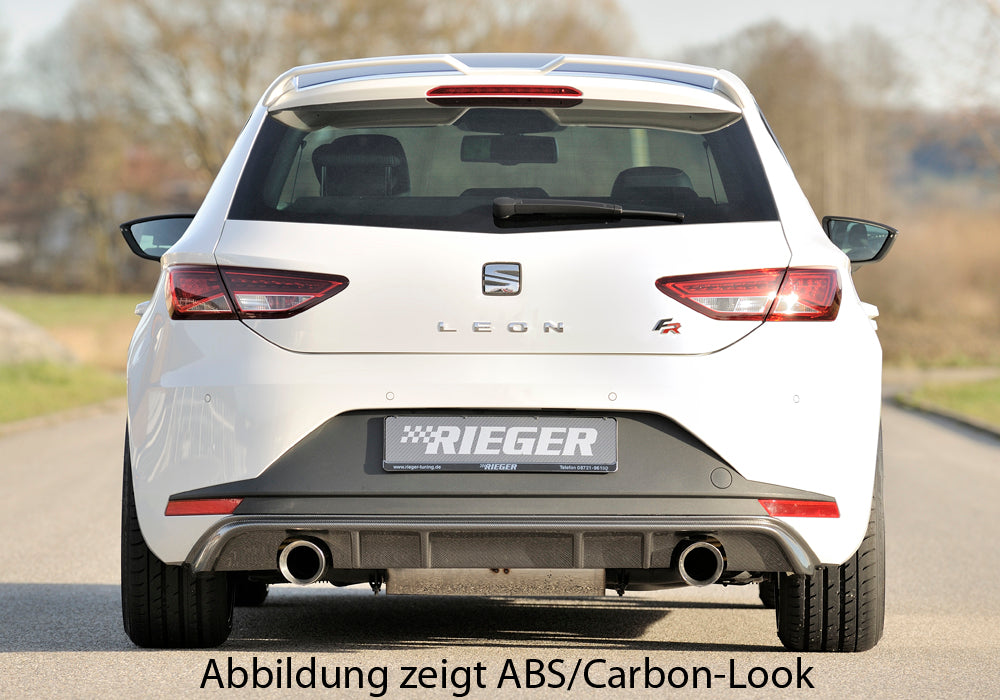 Seat Leon FR (5F) Rieger Heckeinsatz  für Sportendrohr li. u. re., (100mm ø), ABS, schwarz glänzend, 
inkl. Montagezubehör, Gutachten