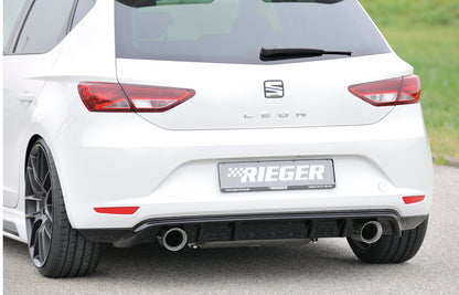 Seat Leon (5F) Rieger Heckschürzenansatz  für Sportendrohr li. u. re., (100mm ø), ABS, schwarz glänzend, 
inkl. Montagezubehör, Gutachten