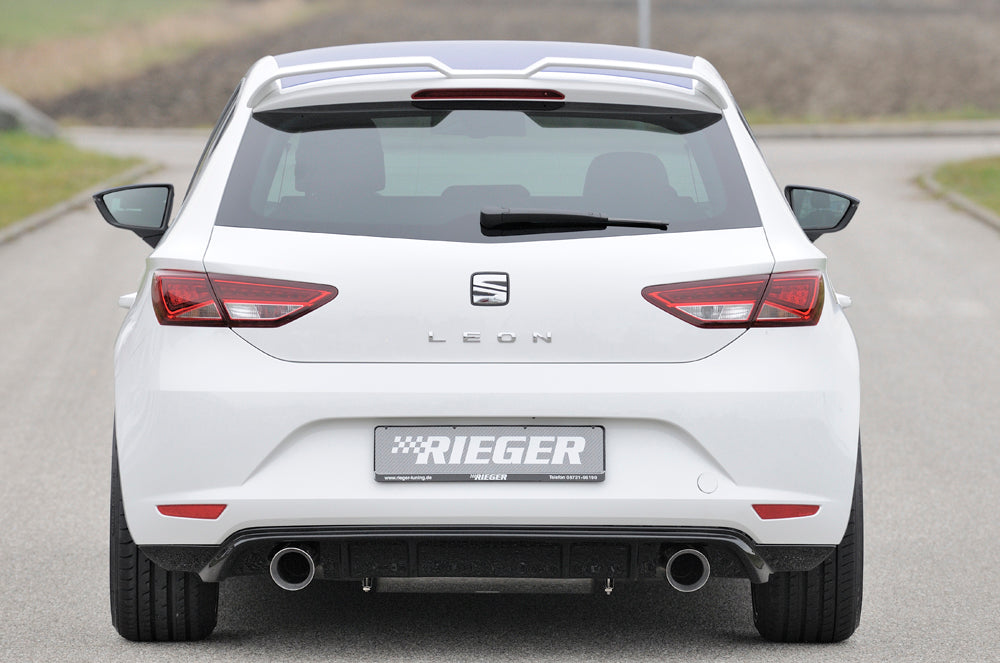 Seat Leon (5F) Rieger Heckschürzenansatz  für Sportendrohr li. u. re., (100mm ø), ABS, schwarz glänzend, 
inkl. Montagezubehör, Gutachten