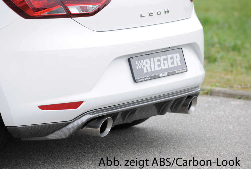 Seat Leon (5F) Rieger Heckschürzenansatz  für Sportendrohr li. u. re., (100mm ø), ABS, schwarz glänzend, 
inkl. Montagezubehör, Gutachten