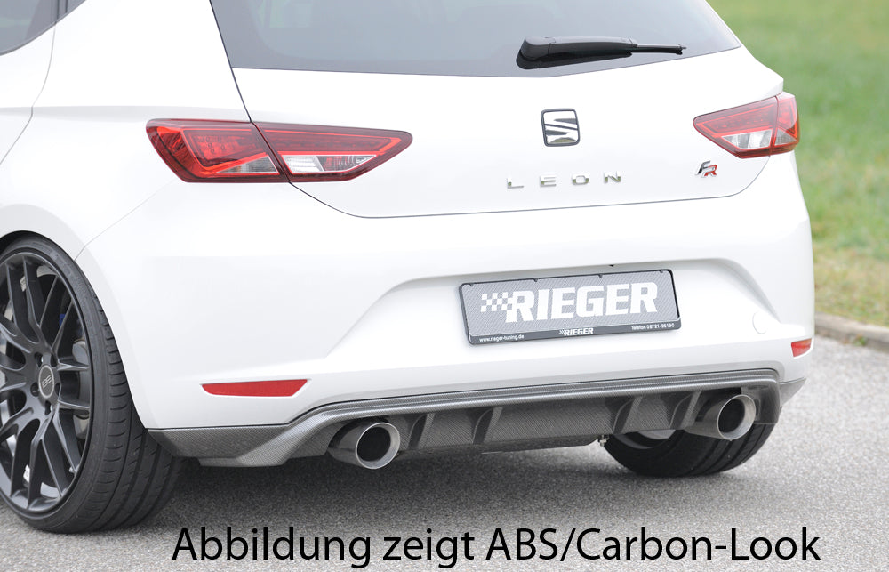 Seat Leon (5F) Rieger Heckschürzenansatz  für Sportendrohr li. u. re., (100mm ø), ABS, schwarz glänzend, 
inkl. Montagezubehör, Gutachten
