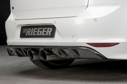 VW Golf 7 R Rieger Heckeinsatz  für Doppelendrohr mittig, (2x100mm ø), ABS, schwarz glänzend, 
inkl. Montagezubehör, Gutachten