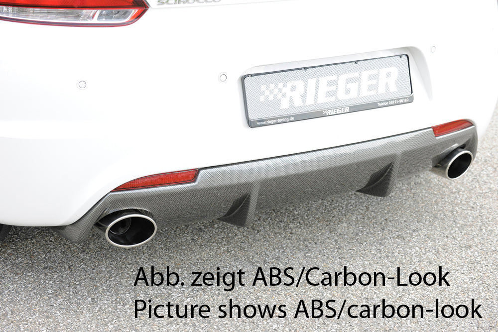 VW Scirocco R (13) Rieger Heckeinsatz für R-Line Heckschürze  für orig. Endrohr li. u. re., ABS, schwarz glänzend, 
inkl. Montagezubehör, Gutachten