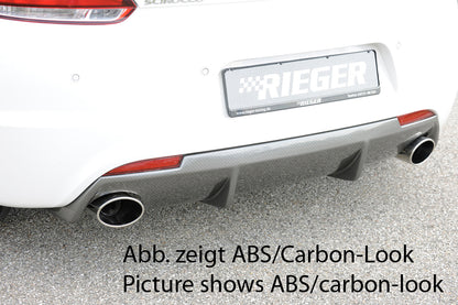 VW Scirocco R (13) Rieger Heckeinsatz für R-Line Heckschürze  für orig. Endrohr li. u. re., ABS, schwarz glänzend, 
inkl. Montagezubehör, Gutachten