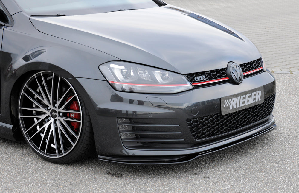 VW Golf 7 GTD Rieger Spoilerschwert nur für GTI / GTD für orig. Frontschürze für orig. Frontschürze, ABS, schwarz glänzend, 
inkl. Montagezubehör, ABE