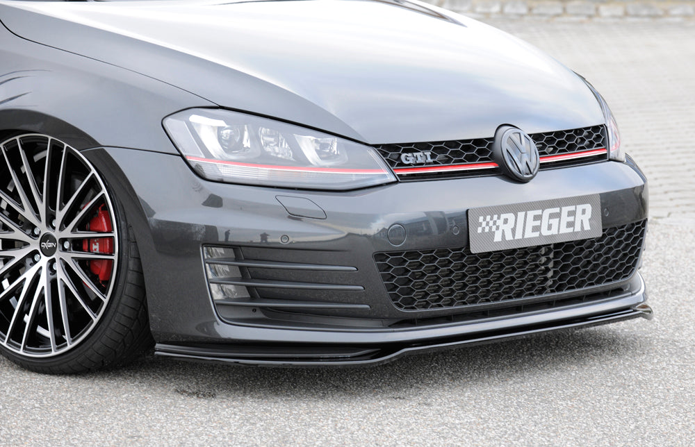 VW Golf 7 GTD Rieger Spoilerschwert nur für GTI / GTD für orig. Frontschürze für orig. Frontschürze, ABS, schwarz glänzend, 
inkl. Montagezubehör, ABE
