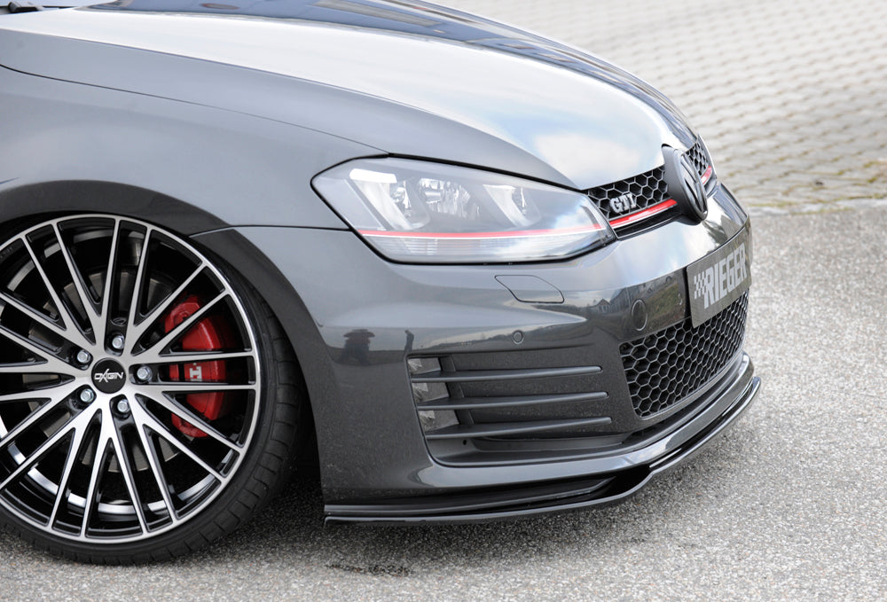 VW Golf 7 GTD Rieger Spoilerschwert nur für GTI / GTD für orig. Frontschürze für orig. Frontschürze, ABS, schwarz glänzend, 
inkl. Montagezubehör, ABE