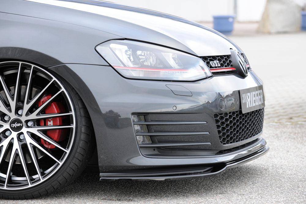 VW Golf 7 GTD Rieger Spoilerschwert nur für GTI / GTD für orig. Frontschürze für orig. Frontschürze, ABS, schwarz glänzend, 
inkl. Montagezubehör, ABE