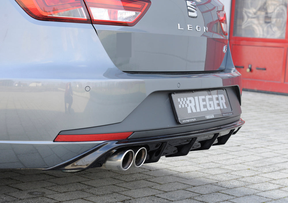 Seat Leon FR (5F) Rieger Heckeinsatz  für Doppelendrohr li., ABS, schwarz glänzend, 
inkl. Montagezubehör, Gutachten