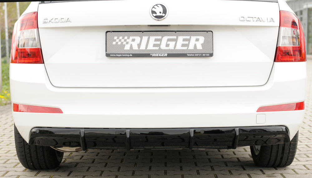 Skoda Octavia (5E) Rieger Heckeinsatz  ABS, schwarz glänzend, für Fzg. mit Einparkhilfe (PDC), Anhängekupplung, ohne Anhängekupplung, 
inkl. Montagezubehör, Gutachten