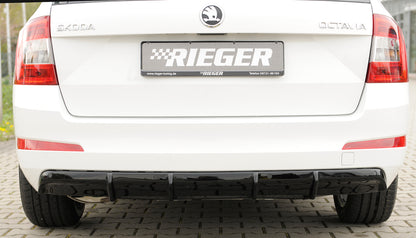 Skoda Octavia (5E) Rieger Heckeinsatz  ABS, schwarz glänzend, für Fzg. mit Einparkhilfe (PDC), Anhängekupplung, ohne Anhängekupplung, 
inkl. Montagezubehör, Gutachten
