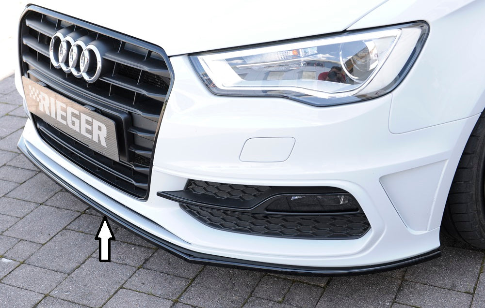 Audi A3 (8V) Rieger Spoilerschwert für orig. S-Line Frontschürze gerade Version, für orig. Frontschürze, ABS, schwarz glänzend, für Fzg. mit S-Line Exterieur, 
inkl. Montagezubehör, ABE