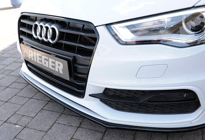 Audi A3 (8V) Rieger Spoilerschwert für orig. S-Line Frontschürze gerade Version, für orig. Frontschürze, ABS, schwarz glänzend, für Fzg. mit S-Line Exterieur, 
inkl. Montagezubehör, ABE