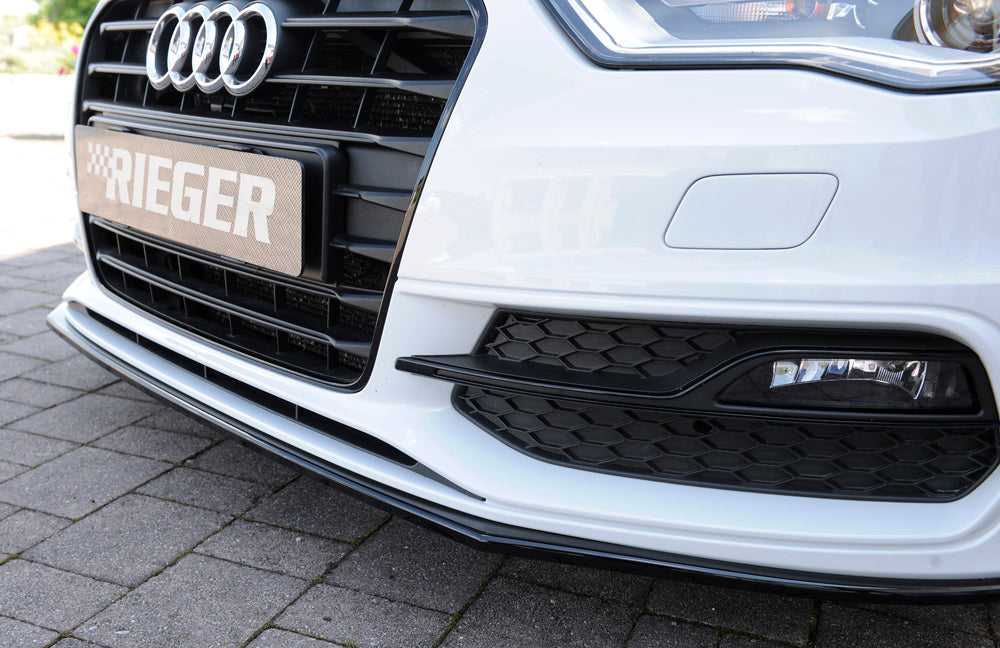 Audi A3 (8V) Rieger Spoilerschwert für orig. S-Line Frontschürze gerade Version, für orig. Frontschürze, ABS, schwarz glänzend, für Fzg. mit S-Line Exterieur, 
inkl. Montagezubehör, ABE