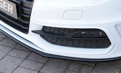 Audi A3 (8V) Rieger Spoilerschwert für orig. S-Line Frontschürze gerade Version, für orig. Frontschürze, ABS, schwarz glänzend, für Fzg. mit S-Line Exterieur, 
inkl. Montagezubehör, ABE