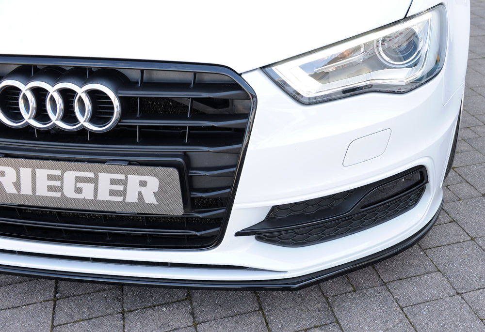 Audi A3 (8V) Rieger Spoilerschwert für orig. S-Line Frontschürze gerade Version, für orig. Frontschürze, ABS, schwarz glänzend, für Fzg. mit S-Line Exterieur, 
inkl. Montagezubehör, ABE
