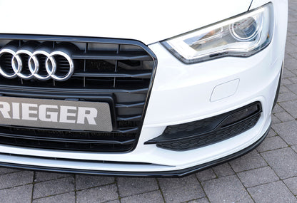Audi A3 (8V) Rieger Spoilerschwert für orig. S-Line Frontschürze gerade Version, für orig. Frontschürze, ABS, schwarz glänzend, für Fzg. mit S-Line Exterieur, 
inkl. Montagezubehör, ABE