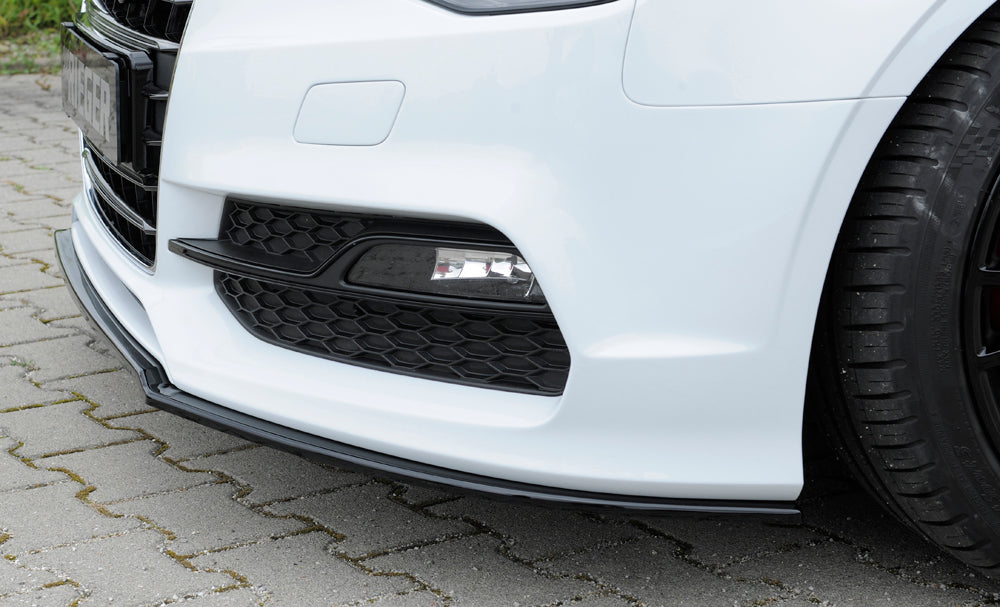 Audi A3 (8V) Rieger Spoilerschwert für orig. S-Line Frontschürze gekantete Version, für orig. Frontschürze, ABS, schwarz glänzend, für Fzg. mit S-Line Exterieur, 
inkl. Montagezubehör, ABE