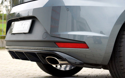 Seat Leon Cupra (5F) Rieger Heckeinsatz  für orig. Endrohr li. u. re., ABS, schwarz glänzend, 
inkl. Montagezubehör, Gutachten