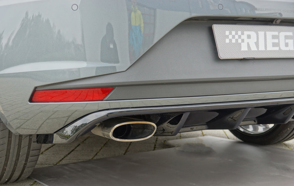Seat Leon Cupra (5F) Rieger Heckeinsatz  für orig. Endrohr li. u. re., ABS, schwarz glänzend, 
inkl. Montagezubehör, Gutachten