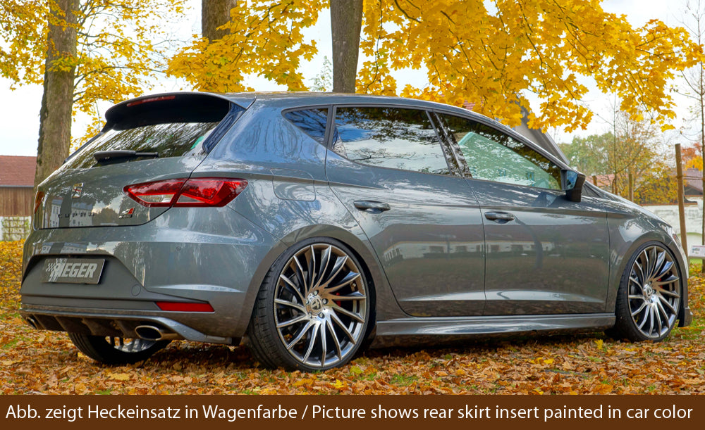 Seat Leon Cupra (5F) Rieger Heckeinsatz  für orig. Endrohr li. u. re., ABS, schwarz glänzend, 
inkl. Montagezubehör, Gutachten