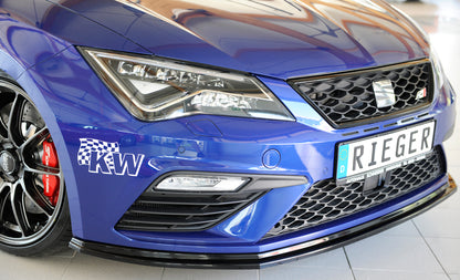 Seat Leon Cupra (5F) Rieger Spoilerschwert für orig. FR-/ Cupra-Frontschürze für orig. Frontschürze, ABS, schwarz glänzend, 
inkl. Montagezubehör, ABE