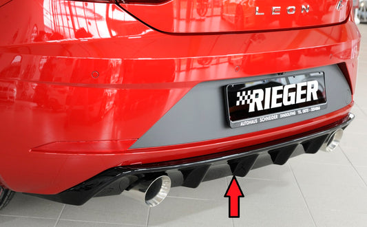 Seat Leon FR (5F) Rieger Heckeinsatz  für Sportendrohr li. u. re., (100mm ø), ABS, schwarz glänzend, 
inkl. Montagezubehör, Gutachten