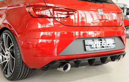 Seat Leon FR (5F) Rieger Heckeinsatz  für Sportendrohr li. u. re., (100mm ø), ABS, schwarz glänzend, 
inkl. Montagezubehör, Gutachten