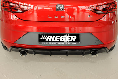 Seat Leon FR (5F) Rieger Heckeinsatz  für Sportendrohr li. u. re., (100mm ø), ABS, schwarz glänzend, 
inkl. Montagezubehör, Gutachten