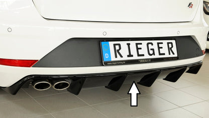 Seat Leon FR (5F) Rieger Heckeinsatz für Fzg. ohne Anhängekupplung für Doppelendrohr li., ABS, schwarz glänzend, 
inkl. Montagezubehör, Gutachten