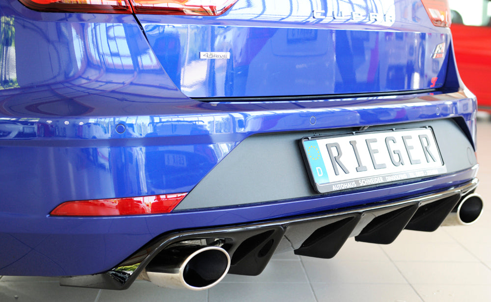 Seat Leon Cupra (5F) Rieger Heckeinsatz  für orig. Endrohr li. u. re., ABS, schwarz glänzend, 
inkl. Montagezubehör, Gutachten