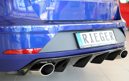Seat Leon Cupra (5F) Rieger Heckeinsatz  für orig. Endrohr li. u. re., ABS, schwarz glänzend, 
inkl. Montagezubehör, Gutachten
