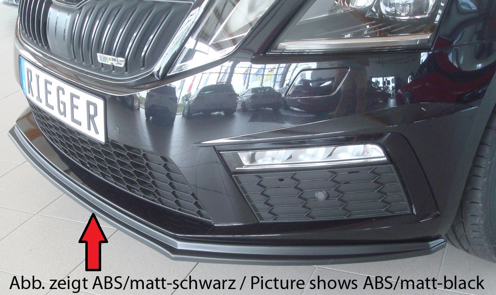 Skoda Octavia RS (5E) Rieger Spoilerschwert für orig. RS-Frontschürze für orig. Frontschürze, ABS, schwarz glänzend, 
inkl. Montagezubehör, ABE