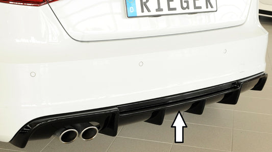 Audi A3 (8V) Rieger Heckeinsatz  für Doppelendrohr li., ABS, schwarz glänzend, für Fzg. mit S-Line Exterieur, 
inkl. Montagezubehör, Gutachten
