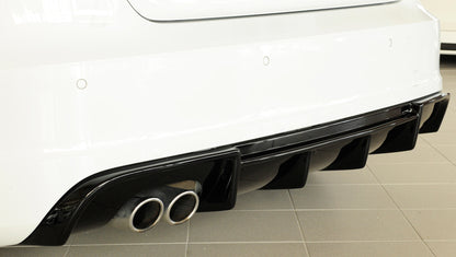 Audi A3 (8V) Rieger Heckeinsatz  für Doppelendrohr li., ABS, schwarz glänzend, für Fzg. mit S-Line Exterieur, 
inkl. Montagezubehör, Gutachten