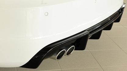 Audi A3 (8V) Rieger Heckeinsatz  für Doppelendrohr li., ABS, schwarz glänzend, für Fzg. mit S-Line Exterieur, 
inkl. Montagezubehör, Gutachten