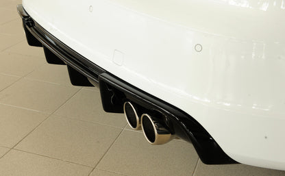 Audi A3 (8V) Rieger Heckeinsatz  für Doppelendrohr li. u. re., (4x90mm ø), ABS, schwarz glänzend, für Fzg. mit S-Line Exterieur, 
inkl. Montagezubehör, Gutachten