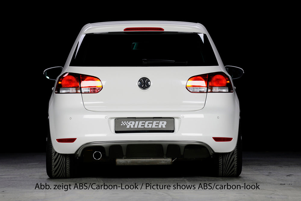 VW Golf 6 Rieger Heckeinsatz (GBL-59510)  für orig. Endrohr li., ABS, schwarz glänzend, 
inkl. Montagezubehör, Gutachten