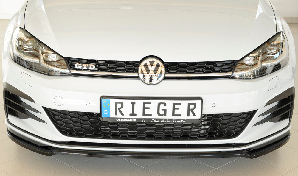 VW Golf 7 GTD Rieger Spoilerschwert nur für GTI / GTD / GTE für orig. Frontschürze für orig. Frontschürze, ABS, schwarz glänzend, 
inkl. Montagezubehör, ABE