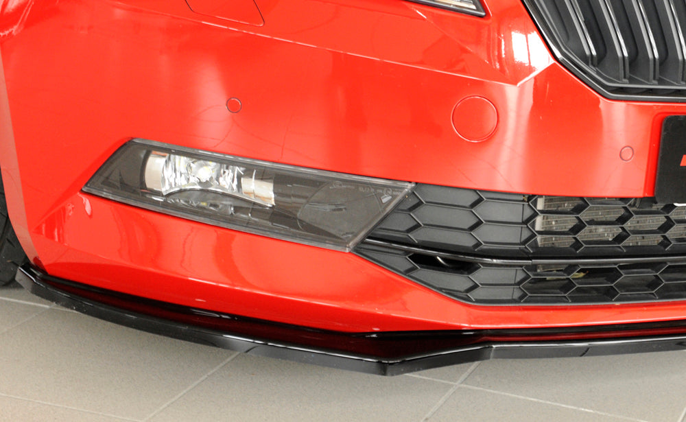 Skoda Superb III (3T/3V) Rieger Spoilerschwert für orig. Frontschürze für orig. Frontschürze, ABS, schwarz glänzend, 
inkl. Montagezubehör, ABE