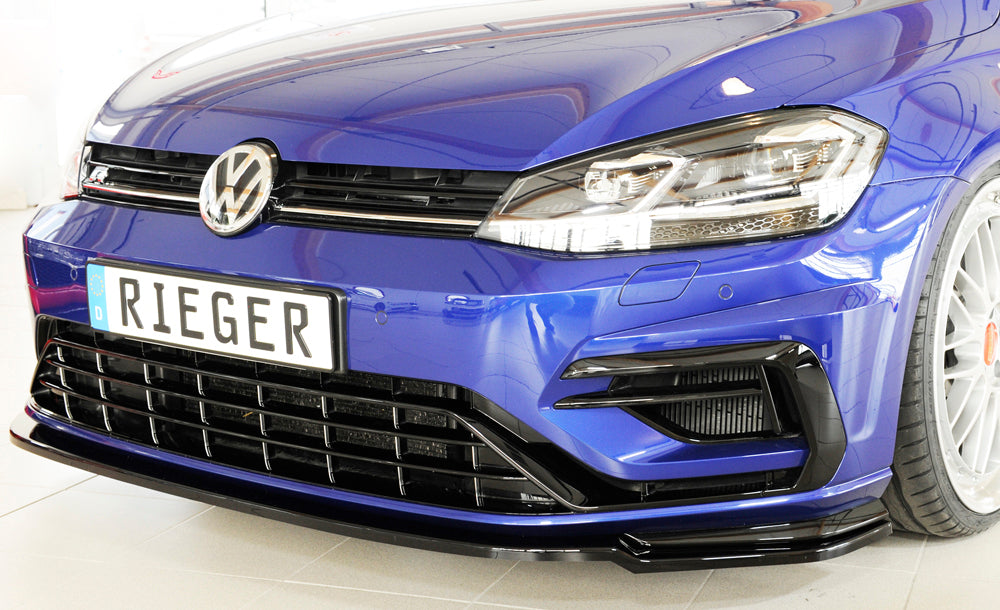 VW Golf 7 R Rieger Spoilerschwert nur für R / R-Line für orig. Frontschürze ABS, schwarz glänzend, für Fzg. mit R-Line Exterieur, 
inkl. Montagezubehör, ABE
