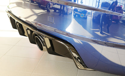 Audi TT (8J-FV/8S) Rieger Heckeinsatz  für orig. Endrohr li. u. re., ABS, schwarz glänzend, für Fzg.
mit S-Line Exterieur (bis Facelift), 
ohne S-Line Exterieur (ab Facelift), 
inkl. Montagezubehör, Gutachten