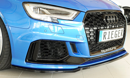 Audi RS3 (8V) Rieger Spoilerschwert für orig. RS3-Frontschürze für orig. Frontschürze, ABS, schwarz glänzend, 
inkl. Montagezubehör, ABE
