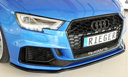 Audi RS3 (8V) Rieger Spoilerschwert für orig. RS3-Frontschürze für orig. Frontschürze, ABS, schwarz glänzend, 
inkl. Montagezubehör, ABE